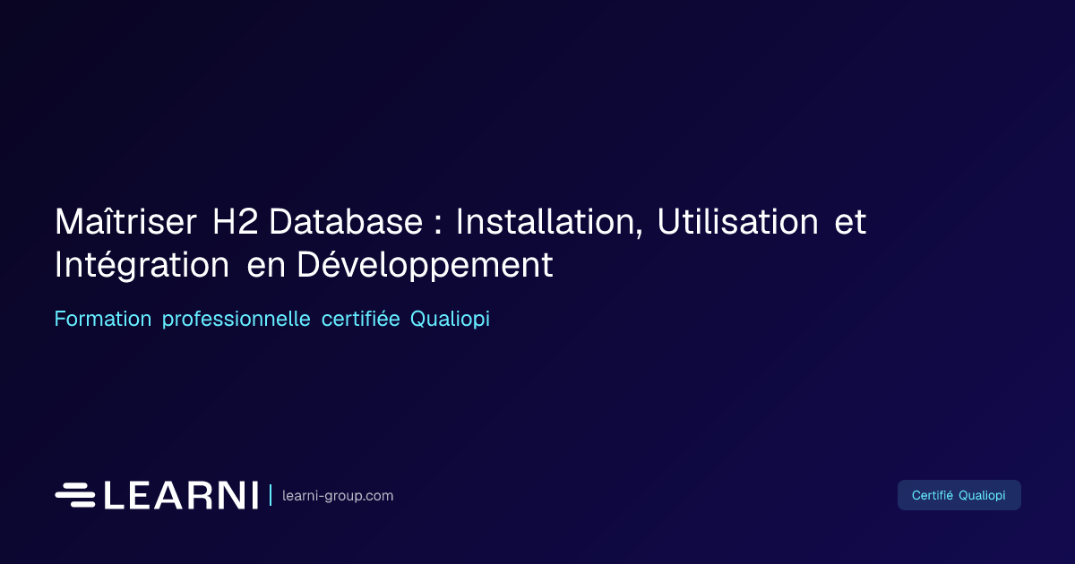 Maîtriser H2 Database : Installation, Utilisation… | Learni