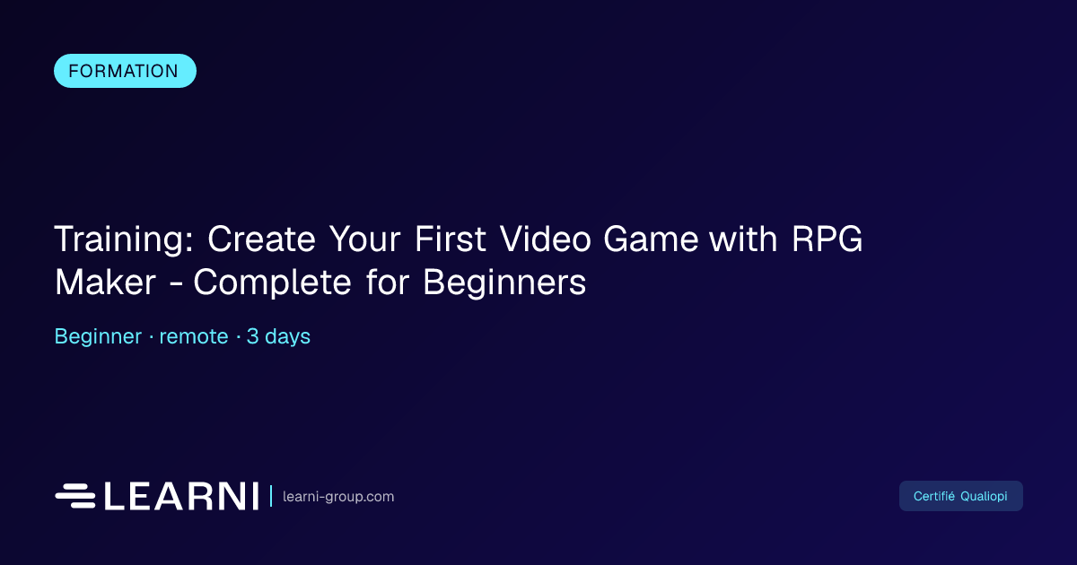 Training: Create Your First Video Game with RPG ... | Learni | Learni
