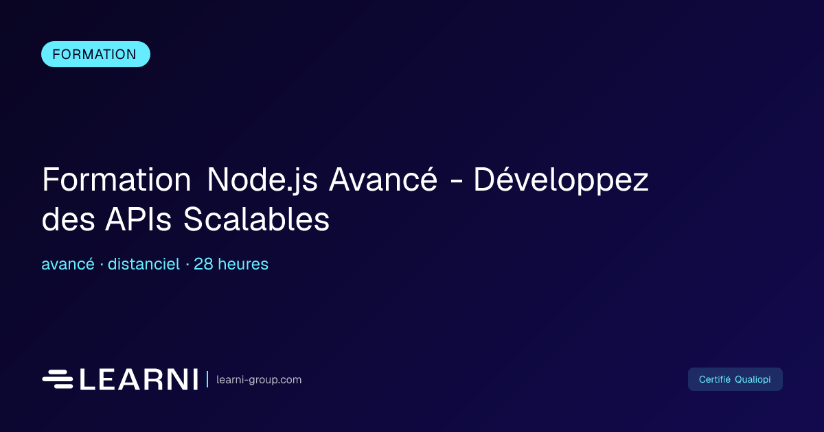 Formation Node.js Avancé - Développez des APIs S... | Learni | Learni ...