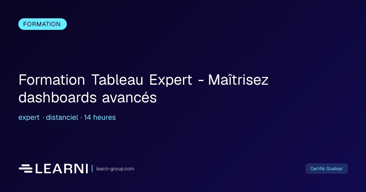 Formation Tableau Expert - Maîtrisez dashboards ... | Learni | Learni ...